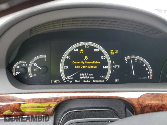 2012 Mercedes-Benz S 550 with VIN WDDNG9EB6CA454404, listed as a Copart auction lot 58082345 with 107,699 mi miles and Salvage title. Bid and sale history available at DreamBid. Image 9.