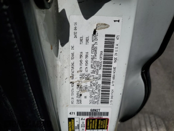 2016 Toyota Tacoma SR with VIN 5TFRX5GN2GX067265, listed as a Copart auction lot 61597345 with 156,709 mi miles and Salvage title. Bid and sale history available at DreamBid. Image 13.