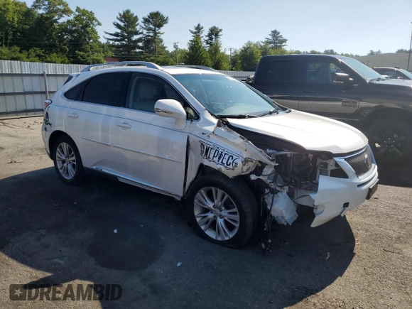 2012 Lexus RX 450h with VIN JTJBC1BA0C2050107, listed as a Copart auction lot 62010125 with Not provided miles and Salvage title. Bid and sale history available at DreamBid. Image 4.