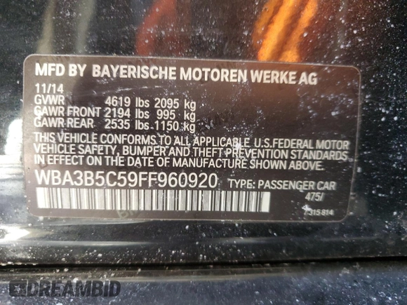 2015 BMW 3 Series 328i xDrive с VIN WBA3B5C59FF960920, выставлен на аукционе Copart как лот 45371575 с пробегом 136 260 миль миль и Списание • Salvage title. История ставок и продаж доступна на DreamBid. Изображение 12.