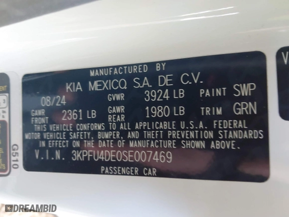 2025 Kia K4 EX with VIN 3KPFU4DE0SE007469, listed as a IAAI auction lot 41209330 with 1,022 mi miles. Bid and sale history available at carsss.com. Image 9.