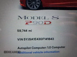 2016 Tesla Model S 90D with VIN 5YJSA1E43GF141843, listed as a Copart auction lot 51788965 with 59,744 mi miles and Salvage Title. Bid and sale history available at DreamBid. Image 9.