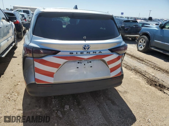 2024 Toyota Sienna LE with VIN 5TDKSKFC1RS130783, listed as a Copart auction lot 50153205 with 57,855 mi miles and Clean Title. Bid and sale history available at carsss.com. Image 6.