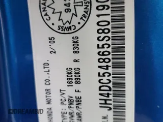 2005 Acura RSX z VIN JH4DC54865S801905, wystawiony jako Copart lot #81104384 z przebiegiem 197 942 mil mil oraz Szkody całkowita. Historia ofert i sprzedaży dostępna na DreamBid. Obrazek 12.