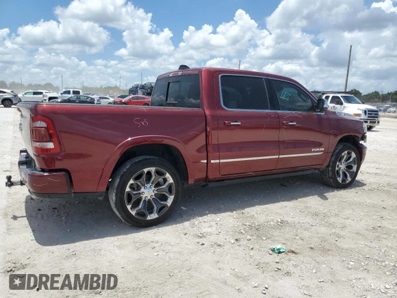 2020 Ram 1500 Limited with VIN 1C6RREHT1LN194626, listed as a Copart auction lot 62728865 with 70,592 mi miles and Salvage title. Bid and sale history available at DreamBid. Image 3.