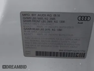 2016 Audi Q5 Premium Plus with VIN WA1D7AFP7GA151732, listed as a IAAI auction lot 41054067 with 129,499 mi miles. Bid and sale history available at carsss.com. Image 9.