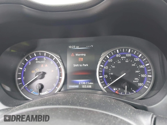 2014 Infiniti Q50 Hybrid Sport with VIN JN1AV7AR3EM703431, listed as a IAAI auction lot 41710414 with 213,611 mi miles. Bid and sale history available at carsss.com. Image 7.