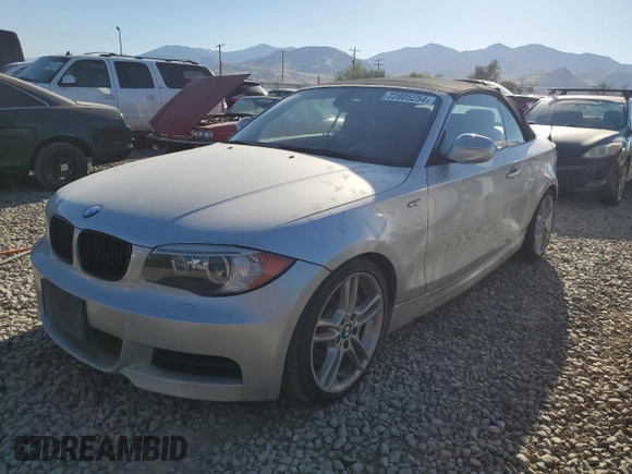 2013 BMW 1 Series 135i with VIN WBAUN7C55DVM27831, listed as a Copart auction lot 72805254 with 210,859 mi miles and Clean Title. Bid and sale history available at carsss.com. Image 1.