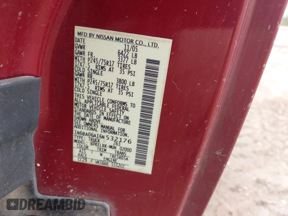 2006 Nissan Titan SE с VIN 1N6BA06A16N532176, выставлен на аукционе IAAI как лот 42521655 с пробегом 185 571 миль миль и . История ставок и продаж доступна на DreamBid. Изображение 9.