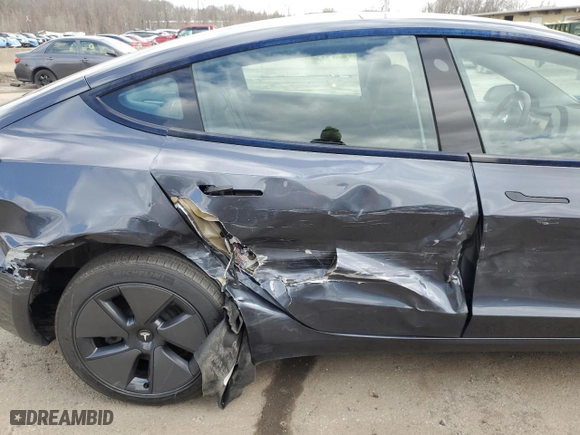2023 Tesla Model 3 with VIN 5YJ3E1EA1PF681447, listed as a Copart auction lot 48233715 with 0 mi miles and Salvage Title. Bid and sale history available at carsss.com. Image 10.
