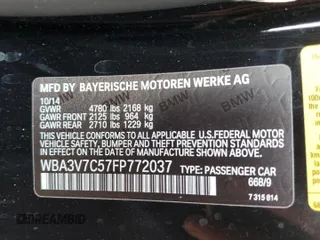 2015 BMW 4 Series 428i with VIN WBA3V7C57FP772037, listed as a Copart auction lot 42455645 with 207,970 mi miles and Salvage Title. Bid and sale history available at carsss.com. Image 12.