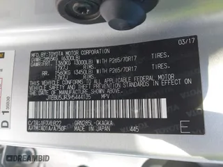 2017 Toyota 4Runner SR5 with VIN JTEBU5JR3H5444135, listed as a IAAI auction lot 41242073 with 132,663 mi miles. Bid and sale history available at carsss.com. Image 9.