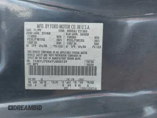 2000 Ford Explorer с VIN 1FMYU70X4YUB00129, выставлен на аукционе IAAI как лот 41261191 с пробегом 192 446 миль миль и . История ставок и продаж доступна на DreamBid. Изображение 9.