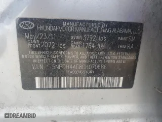 2012 Hyundai Elantra GLS with VIN 5NPDH4AE8CH070686, listed as a Copart auction lot 50937575 with 197,154 mi miles and Clean Title. Bid and sale history available at carsss.com. Image 12.