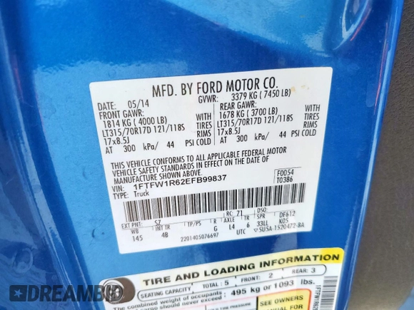 2014 Ford F-150 SVT Raptor with VIN 1FTFW1R62EFB99837, listed as a Copart auction lot 49648185 with 120,883 mi miles and Salvage Title. Bid and sale history available at carsss.com. Image 12.