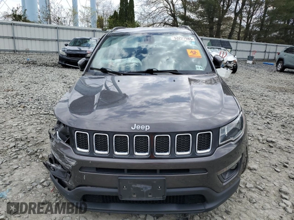 2020 Jeep Compass Latitude with VIN 3C4NJDBB1LT205116, listed as a Copart auction lot 53227985 with 51,688 mi miles and Salvage title. Bid and sale history available at DreamBid. Image 5.