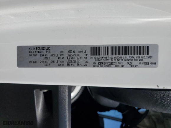2019 Ram ProMaster Cargo Van with VIN 3C6TRVDG3KE563133, listed as a Copart auction lot 48808025 with 87,849 mi miles and Salvage Title. Bid and sale history available at carsss.com. Image 13.