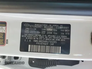 2024 Hyundai Elantra SEL with VIN KMHLM4DG4RU733265, listed as a Copart auction lot 63406845 with 8,994 mi miles and Salvage title. Bid and sale history available at DreamBid. Image 13.