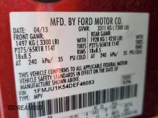 2013 Ford Expedition Limited z VIN 1FMJU1K54DEF46053, wystawiony jako Copart lot #51603865 z przebiegiem 160 999 mil mil oraz Szkoda całkowita • Salvage title. Historia ofert i sprzedaży dostępna na DreamBid. Obrazek 13.