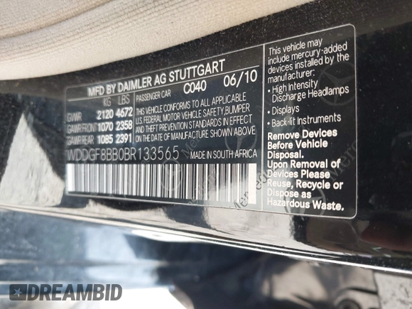 2011 Mercedes-Benz C 300 Sport with VIN WDDGF8BB0BR133565, listed as a IAAI auction lot 42172910 with 88,474 mi miles and . Bid and sale history available at carsss.com. Image 9.