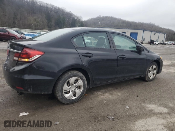 2015 Honda Civic Sedan LX with VIN 19XFB2F55FE700860, listed as a Copart auction lot 52613915 with 170,174 mi miles and Salvage Title. Bid and sale history available at carsss.com. Image 3.