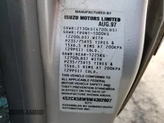1998 Isuzu Rodeo S z VIN 4S2CK58W9W4302907, wystawiony jako Copart lot #48997335 z przebiegiem 162 858 mil mil oraz Szkoda całkowita • Salvage title. Historia ofert i sprzedaży dostępna na DreamBid. Obrazek 12.