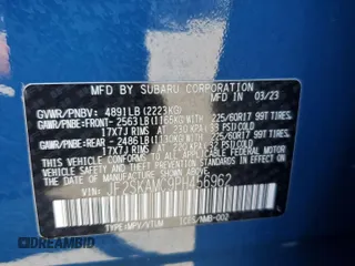 2023 Subaru Forester Wilderness with VIN JF2SKAMC9PH456962, listed as a Copart auction lot 58353725 with 21,487 mi miles and Salvage title. Bid and sale history available at DreamBid. Image 13.