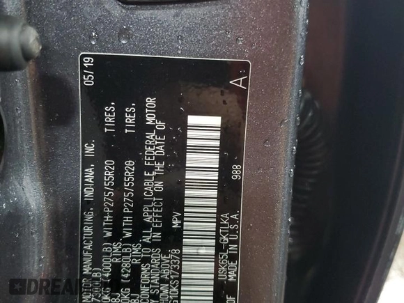 2019 Toyota Sequoia Limited with VIN 5TDJY5G10KS173378, listed as a Copart auction lot 70060564 with 97,107 mi miles and Salvage Title. Bid and sale history available at carsss.com. Image 15.
