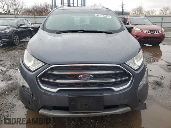 2019 Ford EcoSport Titanium z VIN MAJ3S2KE3KC261318, wystawiony jako Copart lot #47201385 z przebiegiem 71 959 mil mil oraz Szkoda całkowita • Salvage title. Historia ofert i sprzedaży dostępna na DreamBid. Obrazek 5.