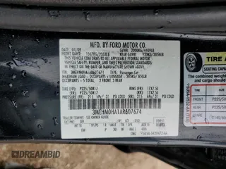 2010 Mercury Milan with VIN 3MEHM0HA1AR607674, listed as a Copart auction lot 54828535 with 105,753 mi miles and Salvage title. Bid and sale history available at DreamBid. Image 12.