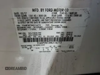 2017 Ford Taurus SHO with VIN 1FAHP2KT3HG116772, listed as a Copart auction lot 47165095 with 79,618 mi miles and Salvage title. Bid and sale history available at DreamBid. Image 12.