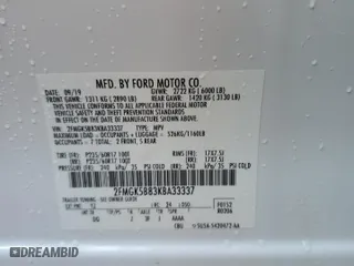 2019 Ford Flex SE with VIN 2FMGK5B83KBA33337, listed as a Copart auction lot 73753554 with 0 mi miles and Salvage Title. Bid and sale history available at carsss.com. Image 14.