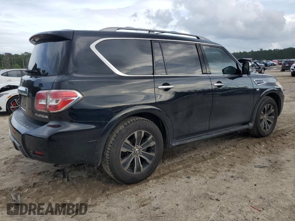 2017 Nissan Armada Platinum with VIN JN8AY2NF9H9302856, listed as a Copart auction lot 60226345 with 116,336 mi miles and Salvage title. Bid and sale history available at DreamBid. Image 3.