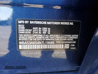 2022 BMW 2 Series 228i with VIN WBA53AK04N7L19686, listed as a Copart auction lot 73060704 with 21,303 mi miles and Salvage Title. Bid and sale history available at carsss.com. Image 15.