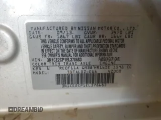 2014 Nissan Note SV with VIN 3N1CE2CP1EL378683, listed as a Copart auction lot 46596825 with Not provided miles and Salvage title. Bid and sale history available at DreamBid. Image 12.