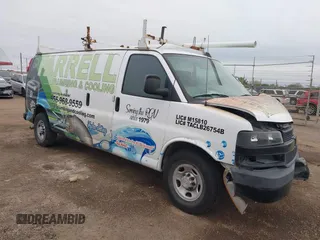 2019 Chevrolet Express Cargo with VIN 1GCWGBFPXK1142407, listed as a IAAI auction lot 41509288 with Not provided miles and . Bid and sale history available at DreamBid. Image 1.