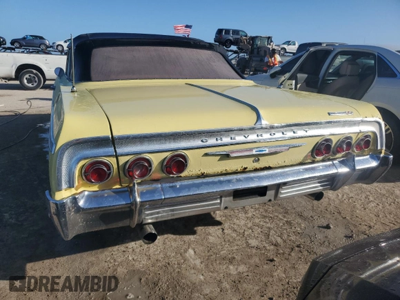 1964 Chevrolet Impala z VIN 41467L179102, wystawiony jako Copart lot #77947844 z przebiegiem 96 809 mil mil oraz Nie do naprawy • Non repairable. Historia ofert i sprzedaży dostępna na DreamBid. Obrazek 6.