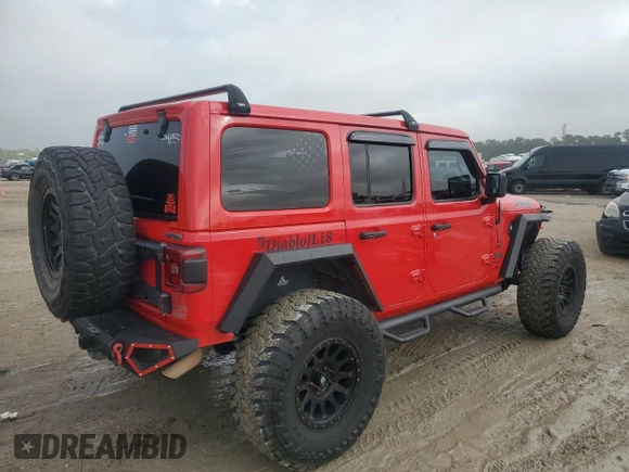 2018 Jeep Wrangler Unlimited Rubicon z VIN 1C4HJXFN3JW148119, wystawiony jako Copart lot #85839454 z przebiegiem Nie podano mil oraz Szkoda całkowita • Salvage title. Historia ofert i sprzedaży dostępna na DreamBid. Obrazek 3.