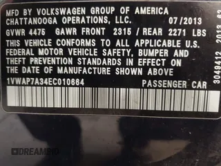 2014 Volkswagen Passat S with VIN 1VWAP7A34EC010664, listed as a IAAI auction lot 42471970 with 121,204 mi miles and . Bid and sale history available at DreamBid. Image 9.