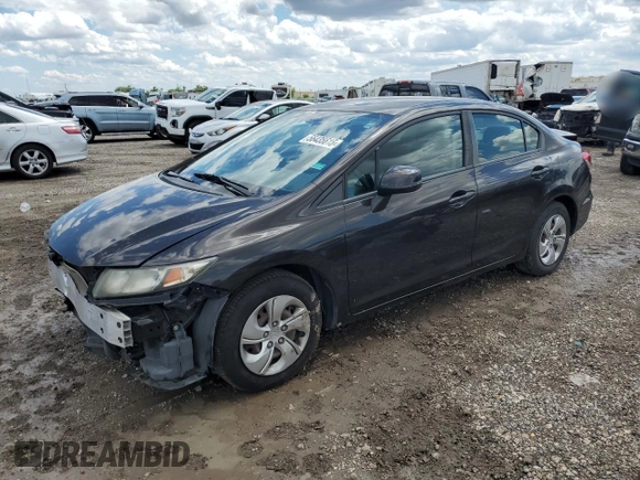 2013 Honda Civic LX z VIN 2HGFB2F56DH585866, wystawiony jako Copart lot #56435615 z przebiegiem 179 194 mil mil oraz Szkoda całkowita • Salvage title. Historia ofert i sprzedaży dostępna na DreamBid. Obrazek 1.
