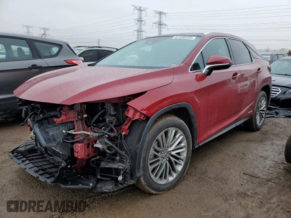 2020 Lexus RX with VIN 2T2JGMDA4LC047239, listed as a Copart auction lot 47558355 with 28,253 mi miles and Salvage Title. Bid and sale history available at carsss.com. Image 1.