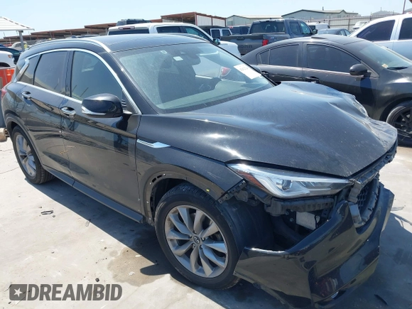 2019 Infiniti QX50 Luxe with VIN 3PCAJ5M13KF130893, listed as a IAAI auction lot 42023240 with 58,612 mi miles and . Bid and sale history available at DreamBid. Image 1.