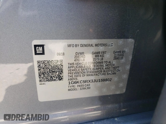 2018 Cadillac CT6 Luxury RWD z VIN 1G6KC5RX3JU159802, wystawiony jako Copart lot #54256745 z przebiegiem Nie podano mil oraz Szkoda całkowita • Salvage title. Historia ofert i sprzedaży dostępna na DreamBid. Obrazek 12.