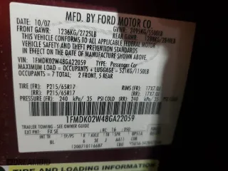 2008 Ford Taurus X SEL with VIN 1FMDK02W48GA22059, listed as a Copart auction lot 43174515 with 136,603 mi miles and Salvage Title. Bid and sale history available at carsss.com. Image 13.