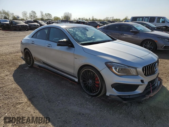 2015 Mercedes-Benz CLA 45 AMG with VIN WDDSJ5CB0FN198211, listed as a Copart auction lot 74825184 with 98,181 mi miles and Salvage Title. Bid and sale history available at DreamBid. Image 4.
