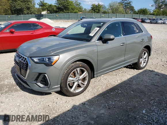 2020 Audi Q3 S line Premium with VIN WA1DECF38L1044231, listed as a Copart auction lot 74263564 with 28,011 mi miles and Clean Title. Bid and sale history available at carsss.com. Image 1.