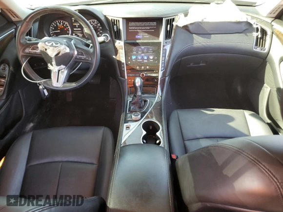 2019 Infiniti Q50 Luxe with VIN JN1EV7APXKM510124, listed as a Copart auction lot 59026325 with 43,228 mi miles and Salvage title. Bid and sale history available at DreamBid. Image 8.