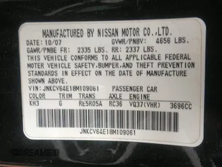 2008 Infiniti G37 Coupe Journey with VIN JNKCV64E18M109061, listed as a IAAI auction lot 41933554 with Not Provided miles. Bid and sale history available at carsss.com. Image 9.