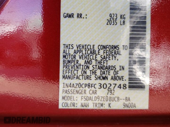 2015 Nissan LEAF SV with VIN 1N4AZ0CP8FC302748, listed as a Copart auction lot 67795322 with 51,746 mi miles. Bid and sale history available at carsss.com. Image 12.