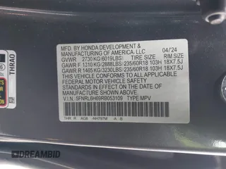 2024 Honda Odyssey EX-L with VIN 5FNRL6H69RB053109, listed as a IAAI auction lot 41902641 with 19,358 mi miles and . Bid and sale history available at DreamBid. Image 9.